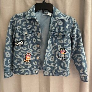 Kids Bluey & Bingo Denim Jacket with Fun Adorable Cute Patches Girls Sz 5/6 EUC